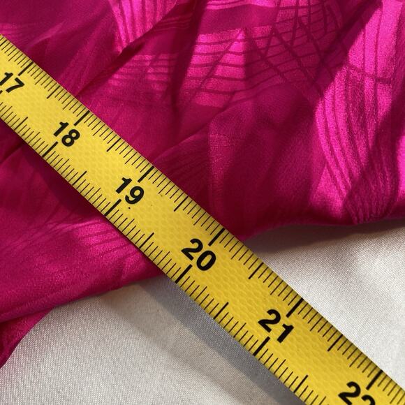 Vintage 90s Oleg Cassini Women's Hot Pink Geometric Silk Blouse Size 8 Glam Bold - Picture 4 of 10